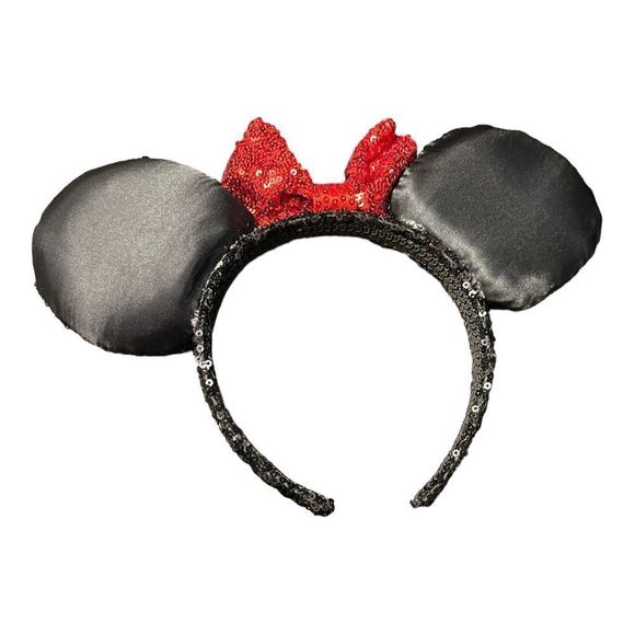 Disney Black with Red Bow Sequin Minnie Mouse Ears - Picture 3 of 5